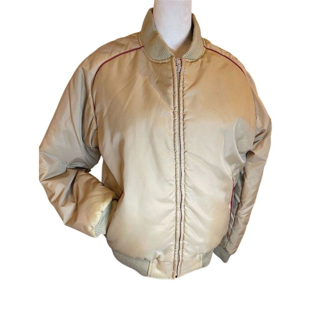Vintage Catalina Men's Reversible Bomber Jacket Burgundy Beige Size M